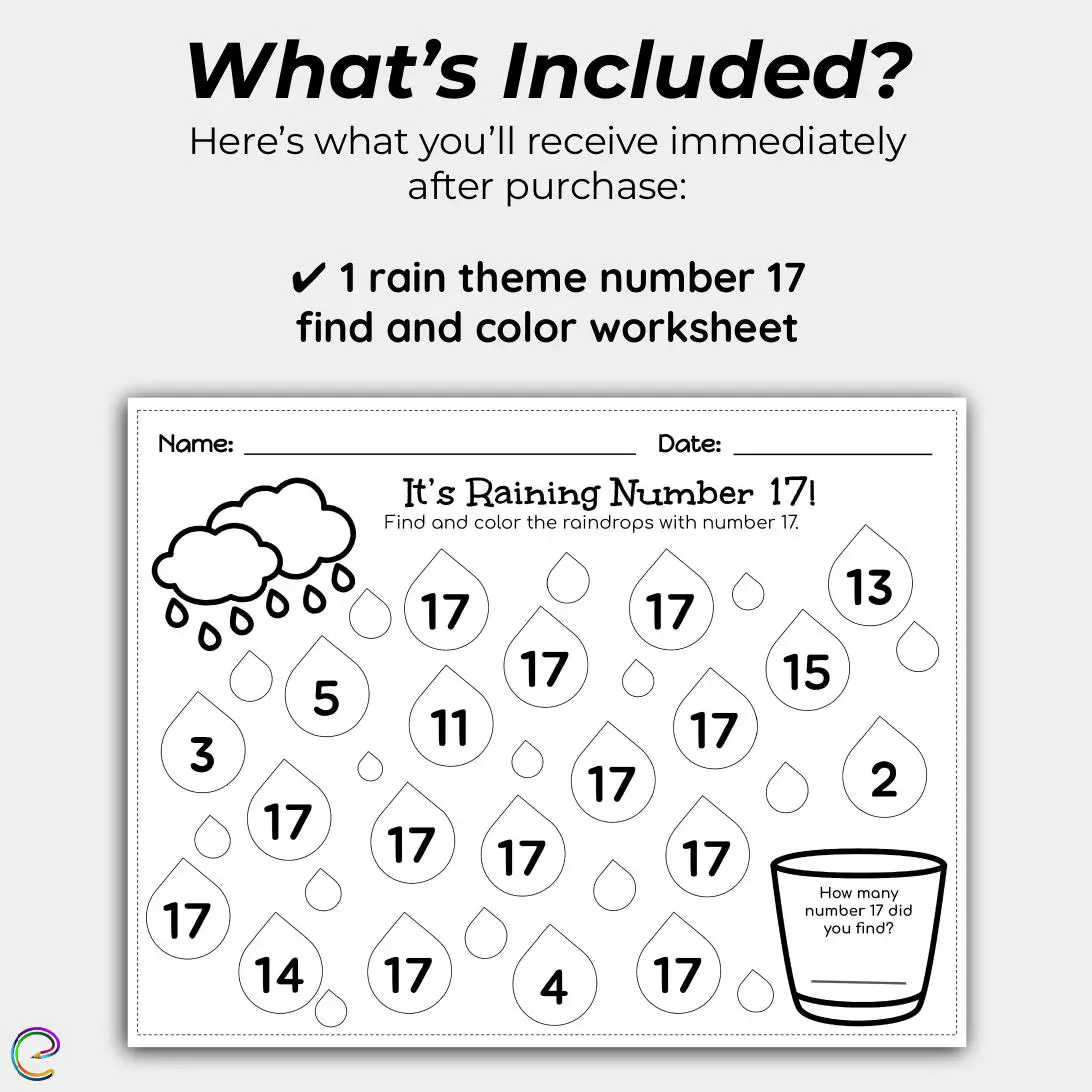 Number raindrop coloring page