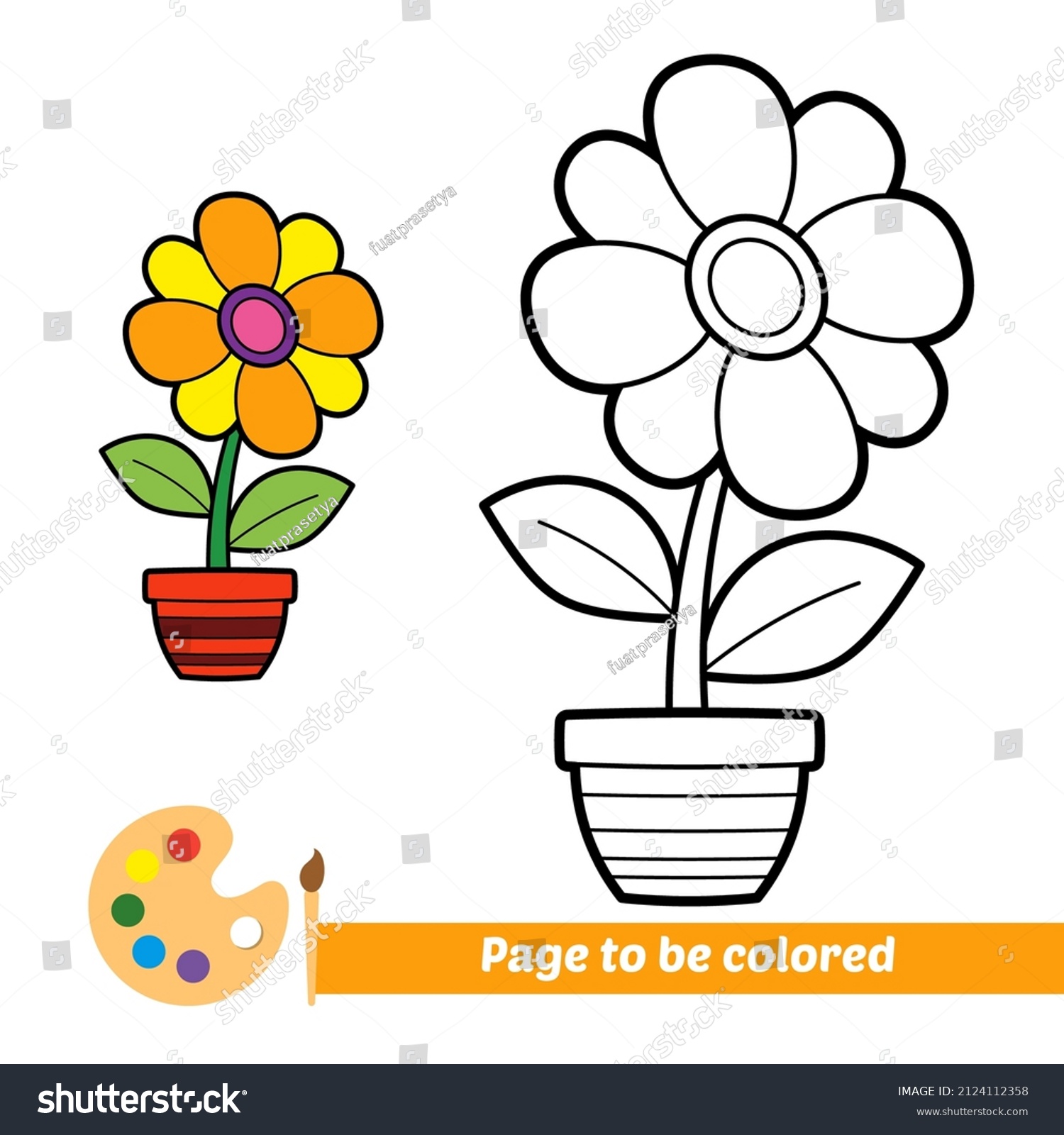 Flower coloring book worksheet stock photos