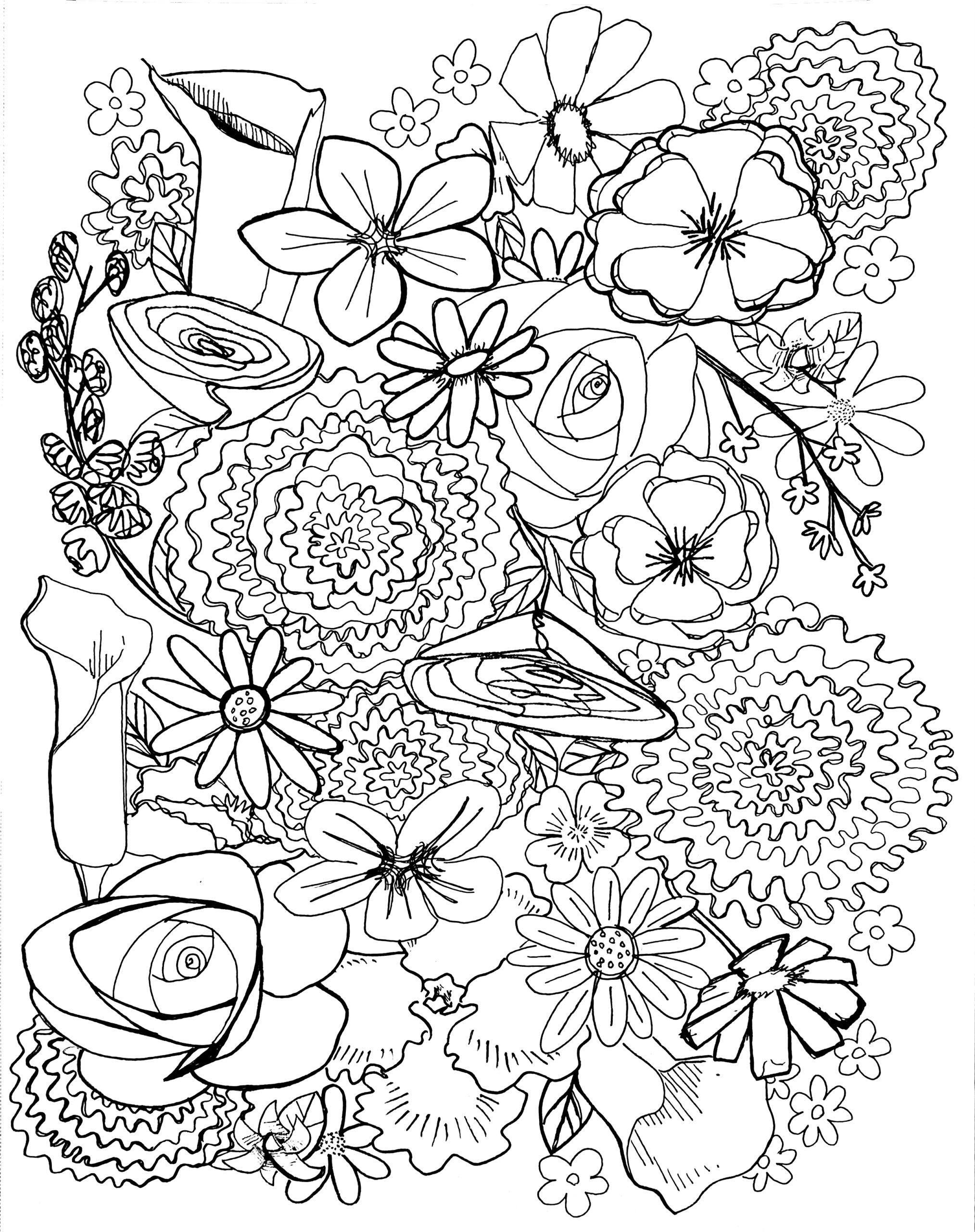 Flower colouring sheet scyap