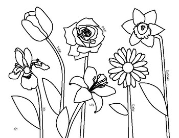 Flowers coloring page by our time to learn tpt