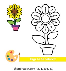 Flower coloring book worksheet stock photos