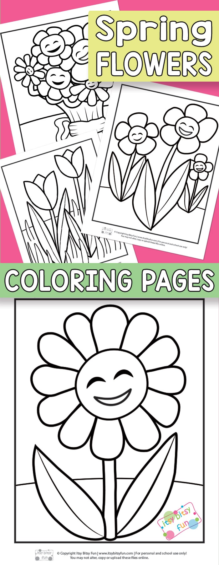 Flower coloring pages for kids