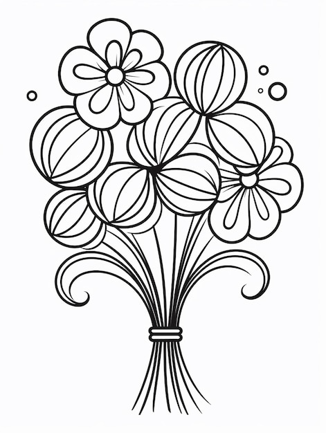 Premium ai image cute flowers in vase kawaii coloring book worksheet for kids