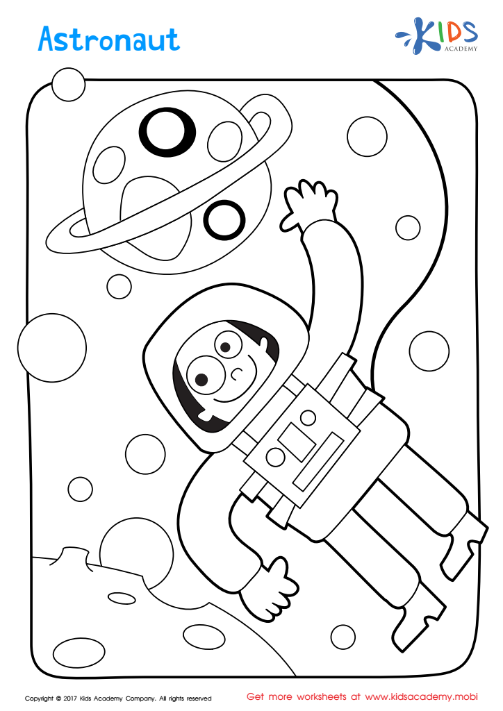 Astronaut coloring page free printable worksheet for kids