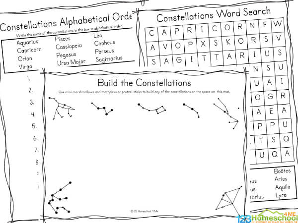 Â free free printable constellation worksheets pdf for kids for kids