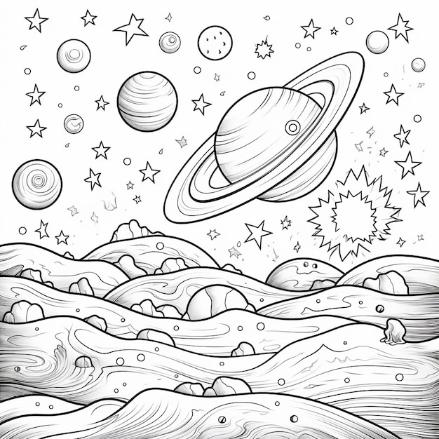 Premium ai image space kawaii coloring book worksheet for kids