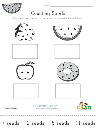 Counting seeds cut and paste worksheet all kids network