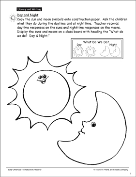 Day and night printable lesson plans and ideas skills sheets