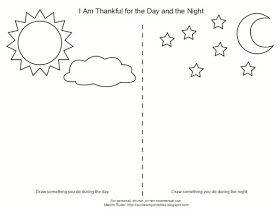 Sunbeam printables coloring page for lesson i am thankful for the day and night coloring pages kindergarten worksheets weather worksheets