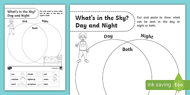 Whats in the sky day and night sorting activity