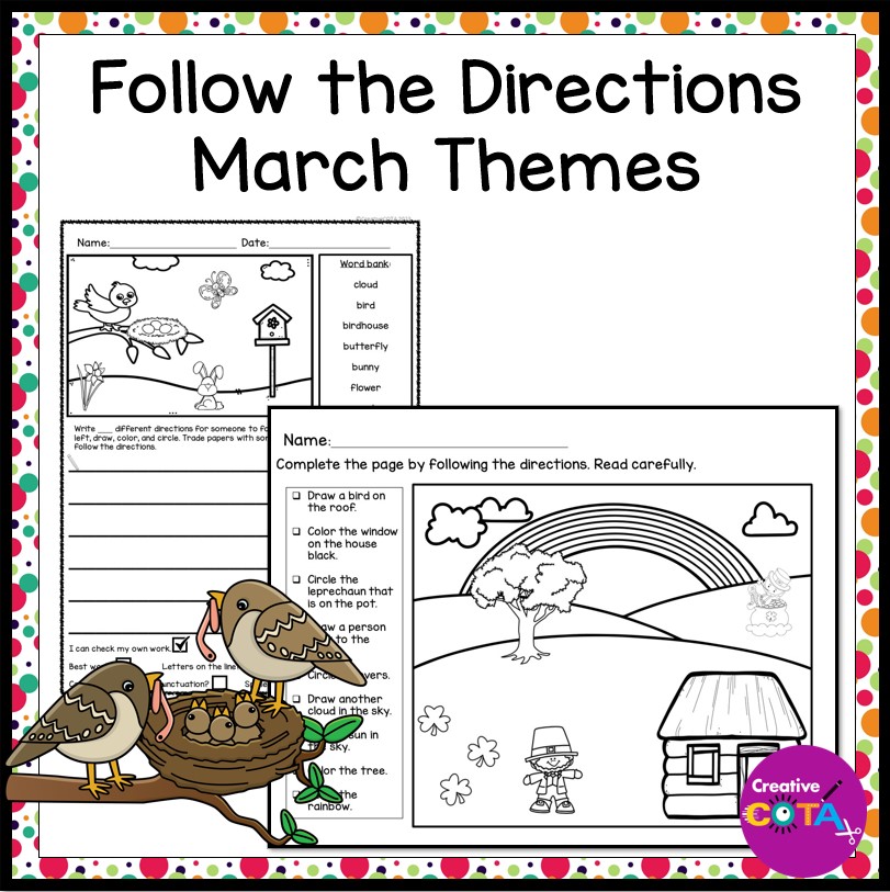 March following directions listening prehension skills coloring pages made by teachers