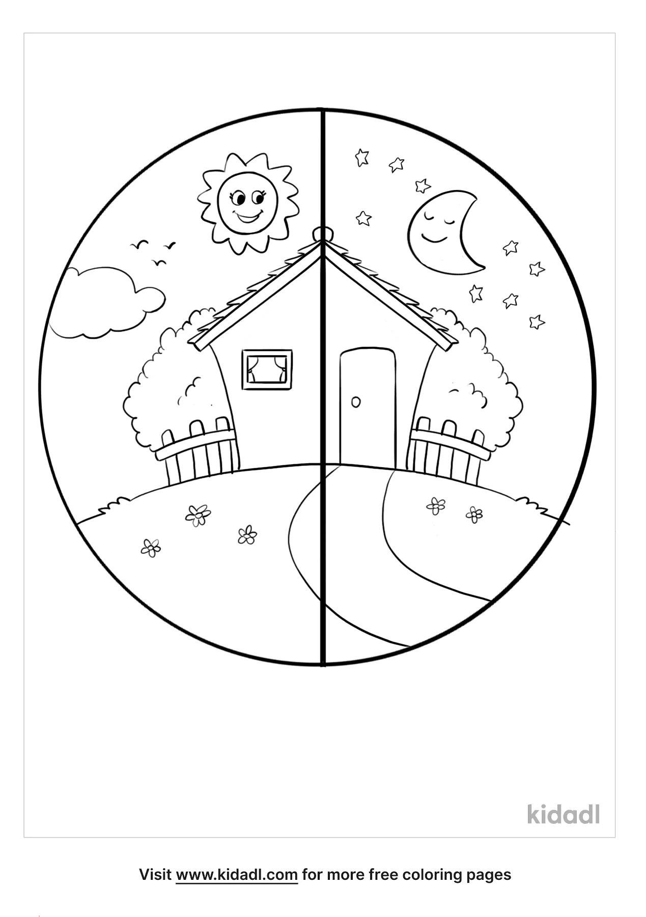 Free day and night coloring page coloring page printables