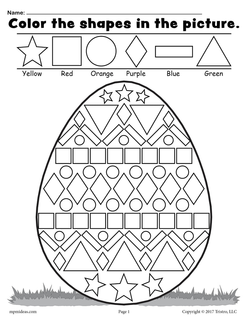 Easter egg shapes worksheet coloring page â