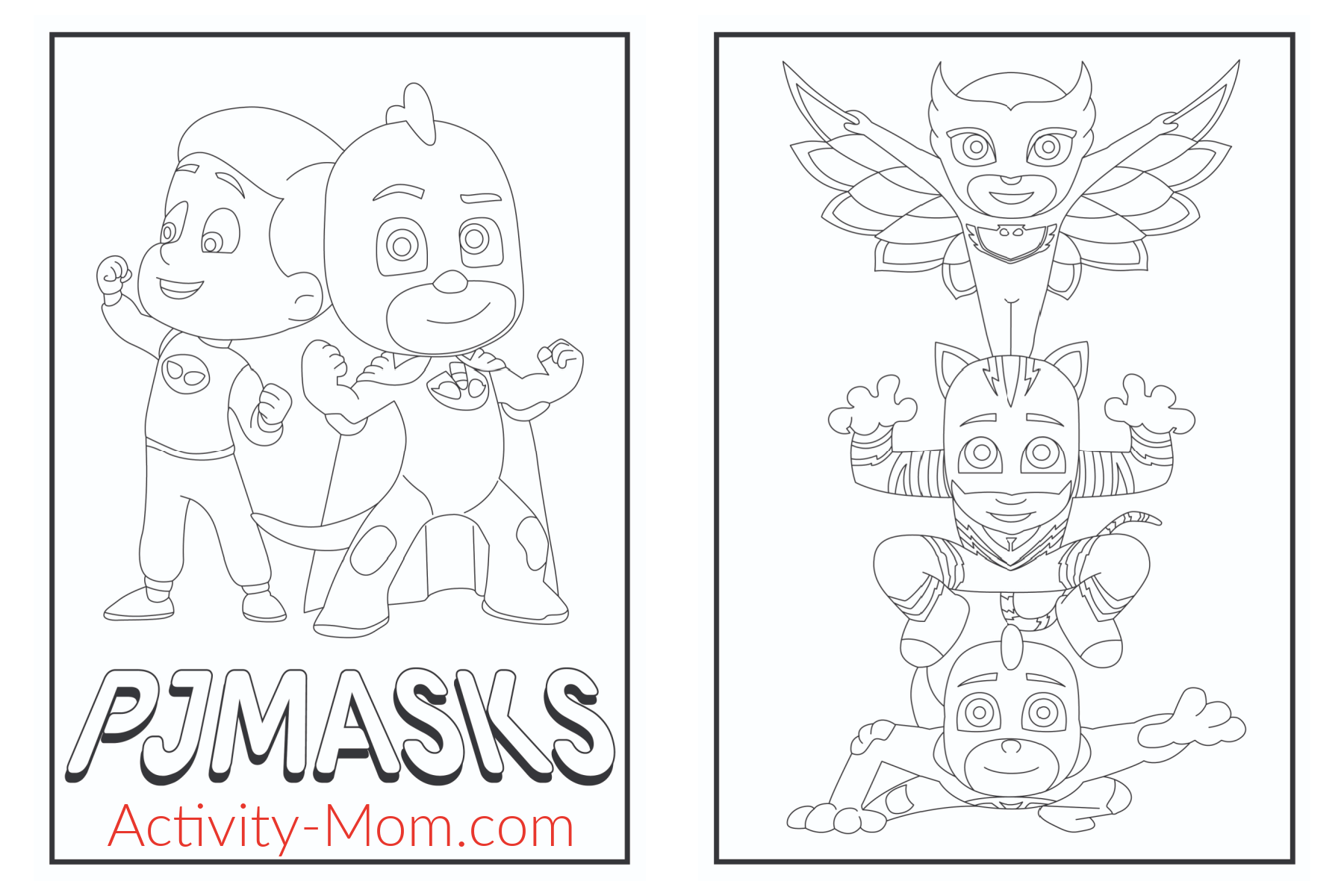 Pj masks coloring pages for kids free printable