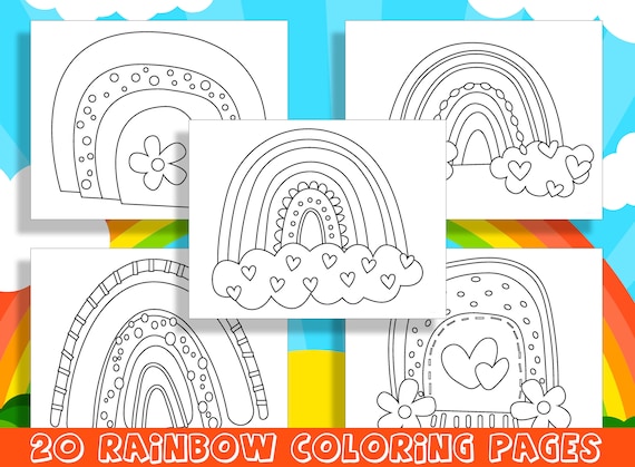 Rainbow coloring fun pages of preschool and kindergarten worksheets pdf file instant download