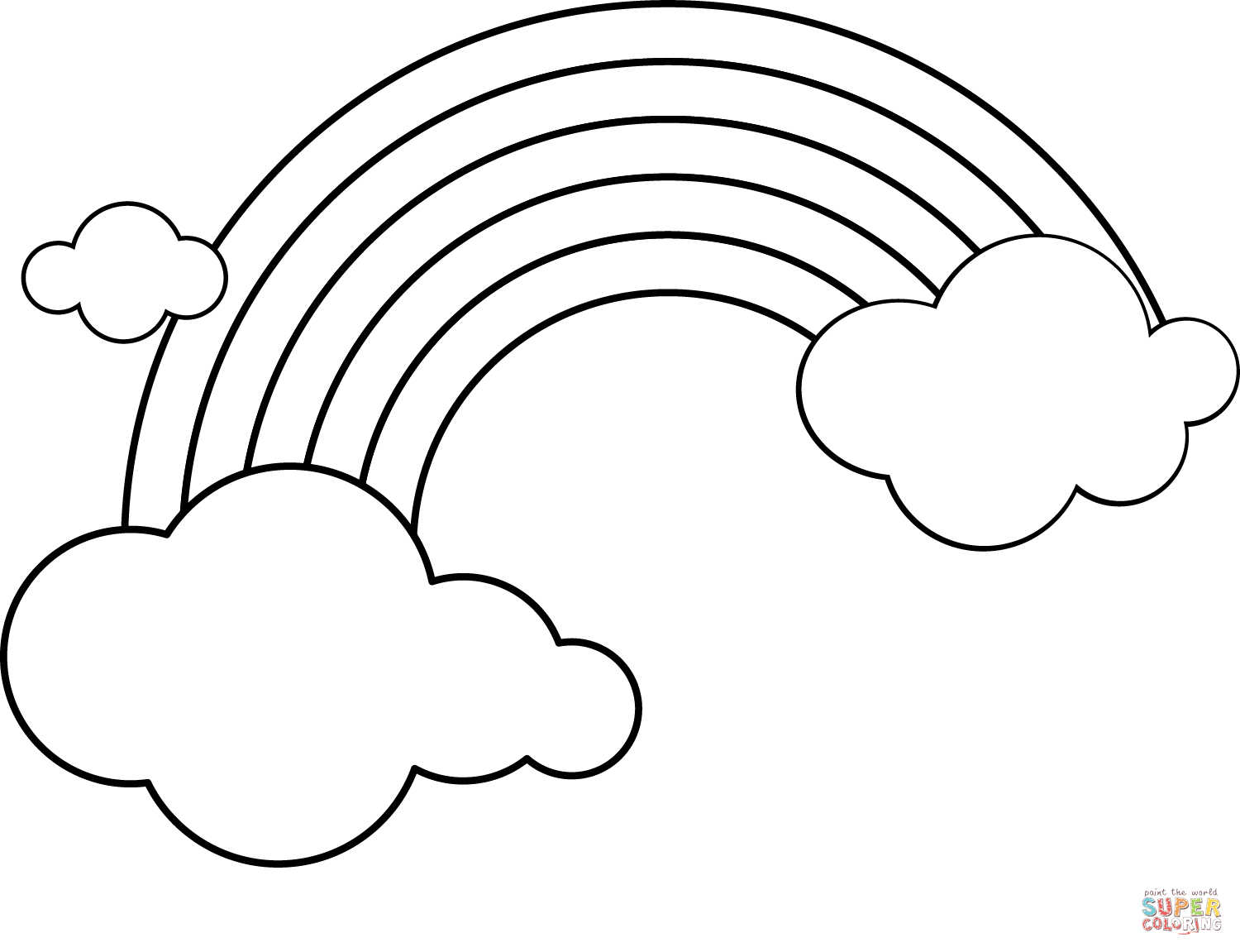 Rainbow and clouds coloring page free printable coloring pages