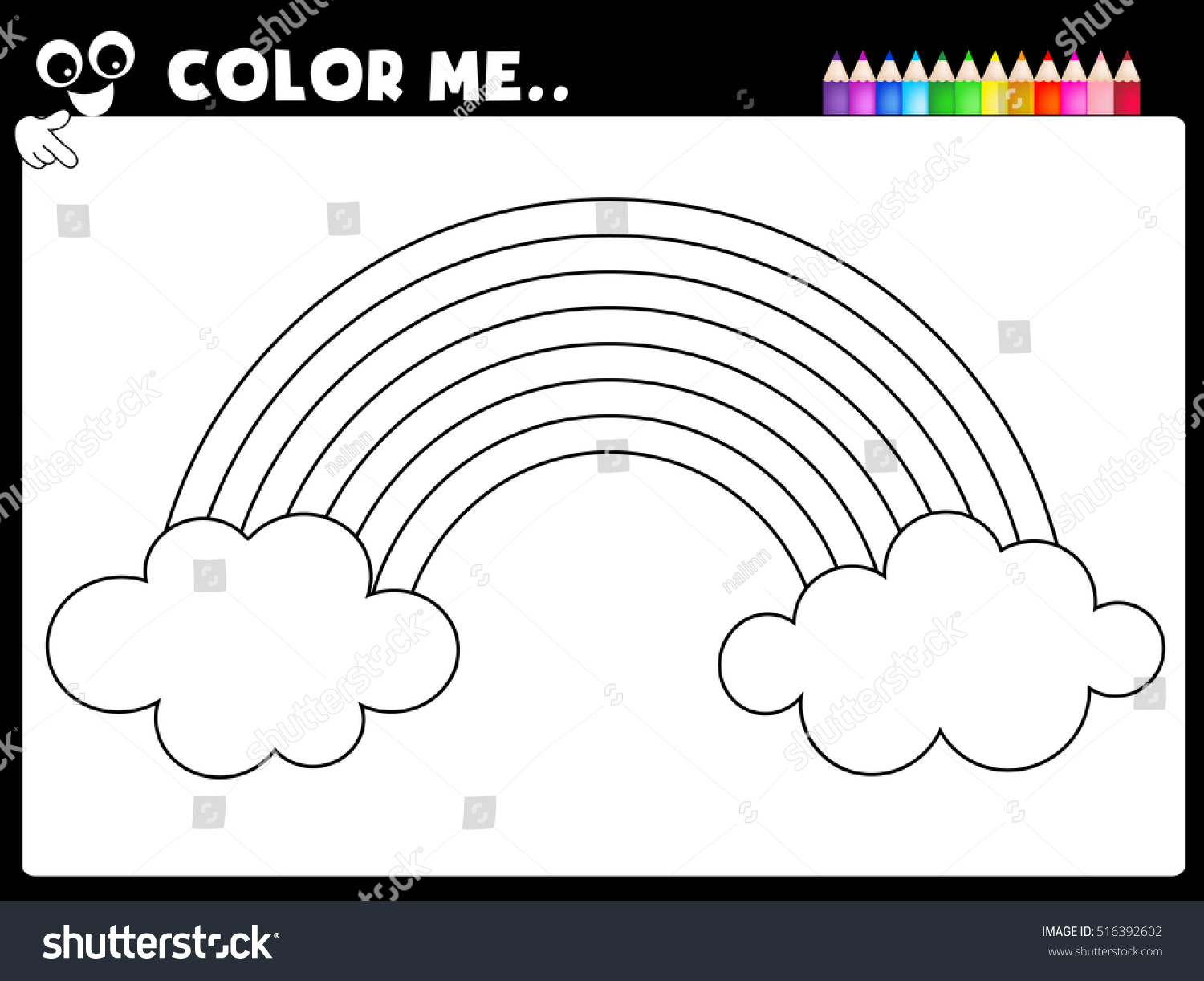 Worksheet coloring page rainbow worksheet preschool stock vector royalty free