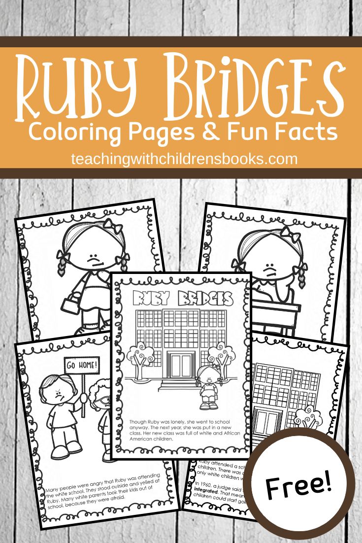 Free printable ruby bridges coloring page packet ruby bridges kindergarten worksheets ruby bridges activities