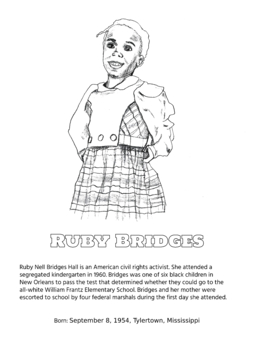 Ruby bridges coloring by my creative curriculum tpt