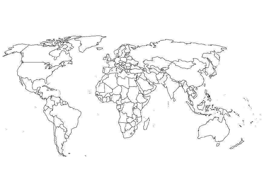 Coloring page world map