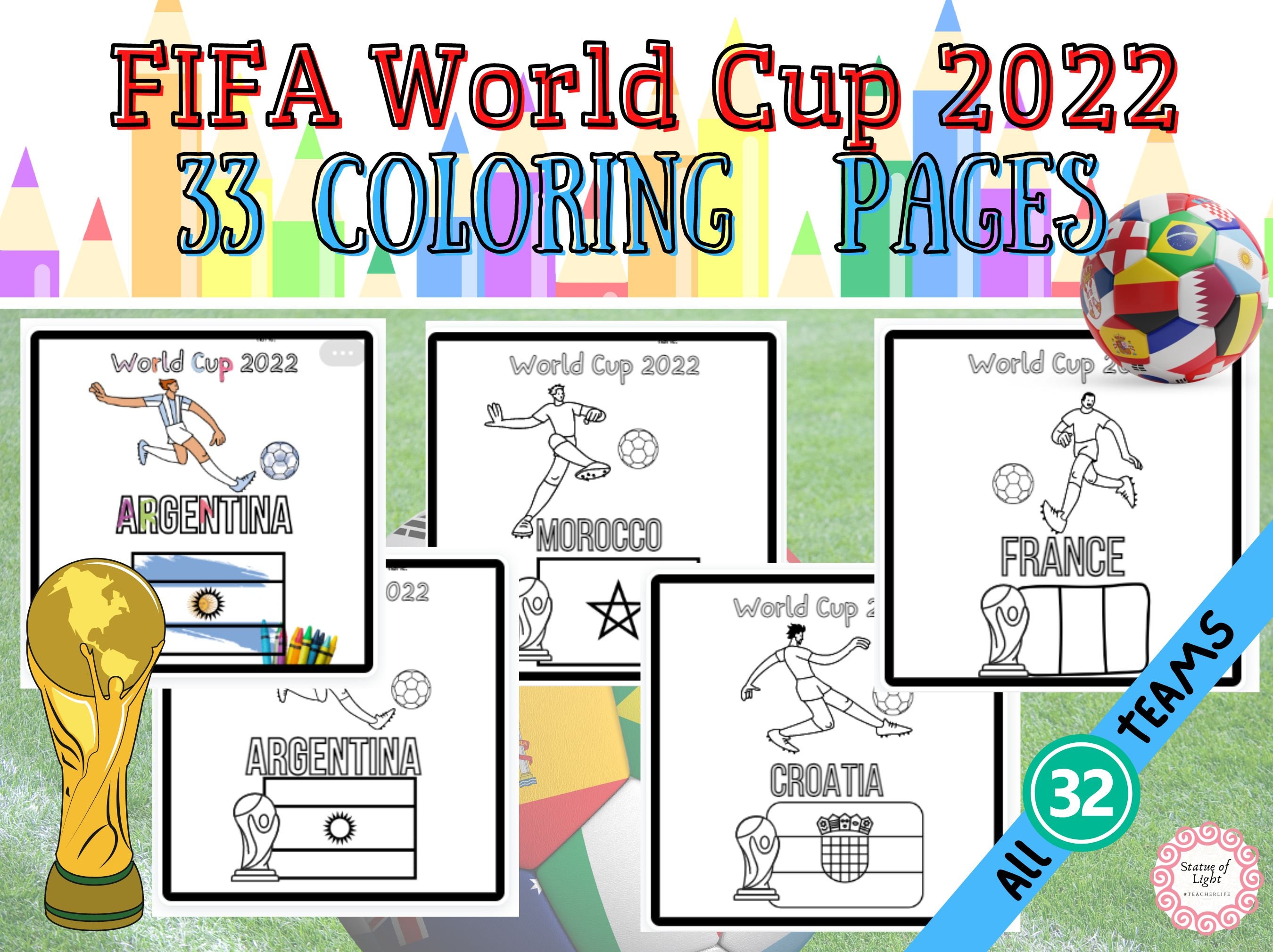 Fifa world cup coloring pagesworld cup coloring book with country flags world cup soccer playersprintable kids coloring book instant download