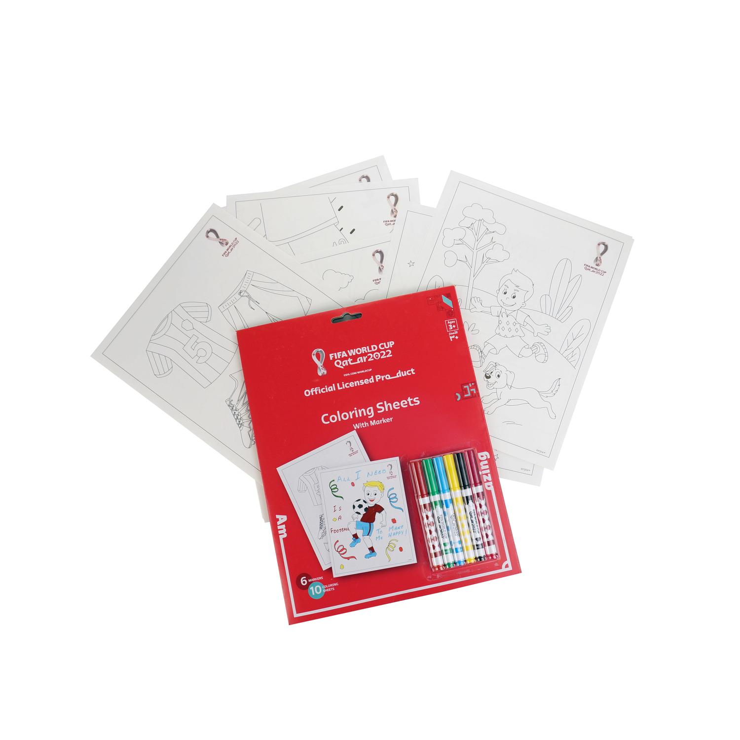 Buy fifa world cup qatar football coloring sheets with markers online in dubai the uaetoys r us