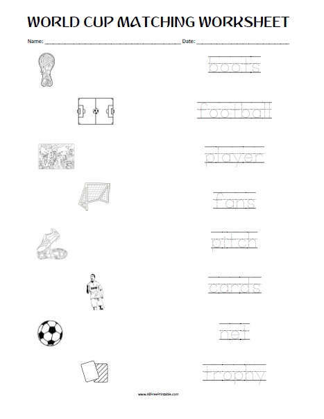 World cup matching worksheet â free printable