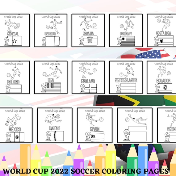 Fifa world cup coloring pagesworld cup coloring book with country flags world cup soccer playersprintable kids coloring book instant download