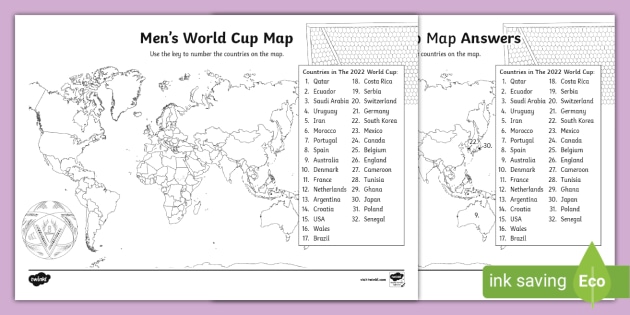 The mens world cup map worksheet