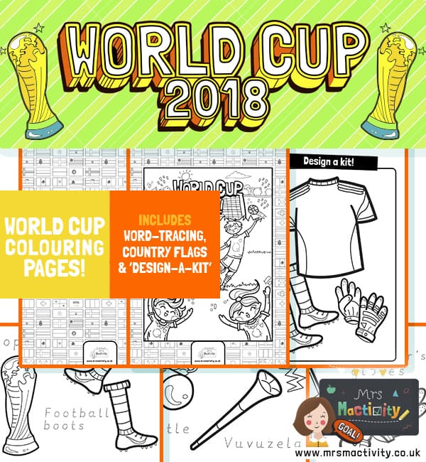 World cup louring pages with word trace primary teaching resources