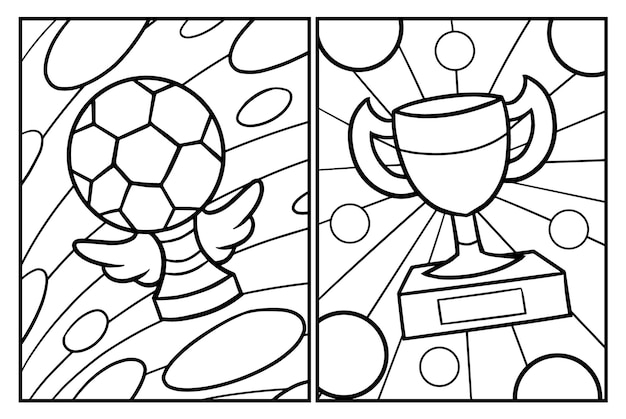 Premium vector funny trophy coloring page