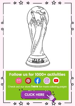 Fifa world cup football trophy printable worksheets coloring pages