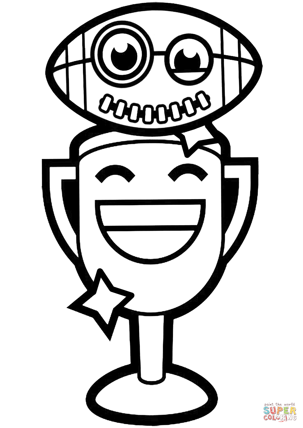 Cartoon super bowl trophy coloring page free printable coloring pages