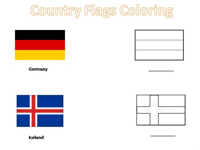 Country flags coloring pages for kids