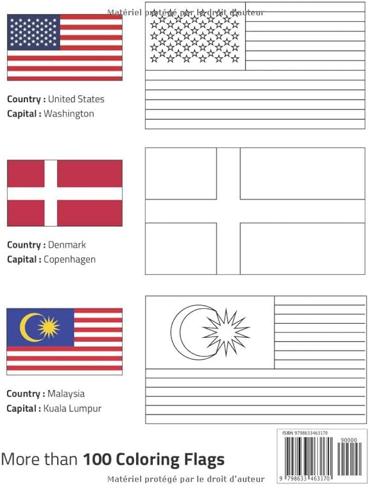 World flags coloring book discover the flags countries and capitals of the world while having fun a great gift for kids adult boys girls french edition vity acti