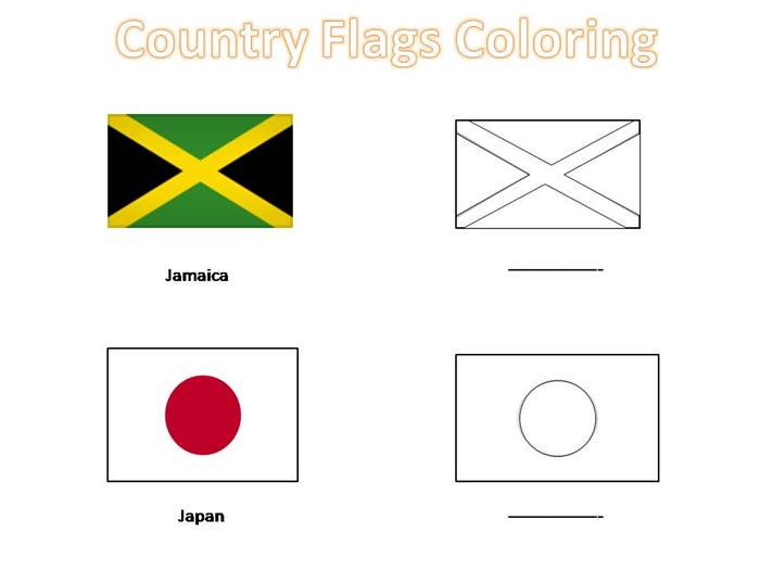 Country flags coloring pages for kids