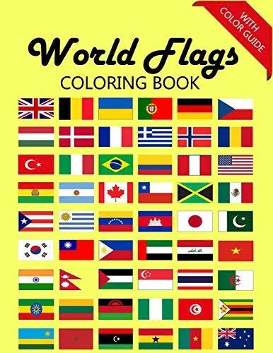 World flags coloring book awesome book for kids to learn about f