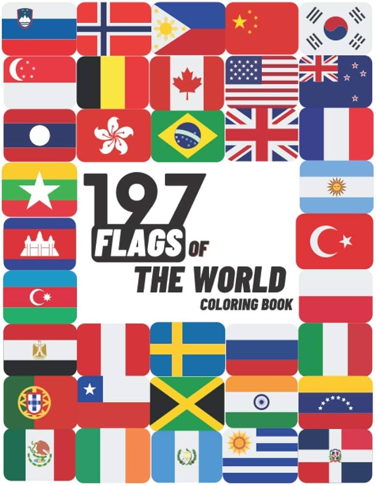 Flags of the world coloring book a great geography gift for kids and adults world flags coloring book for kids learn and color world flags x book avapy books