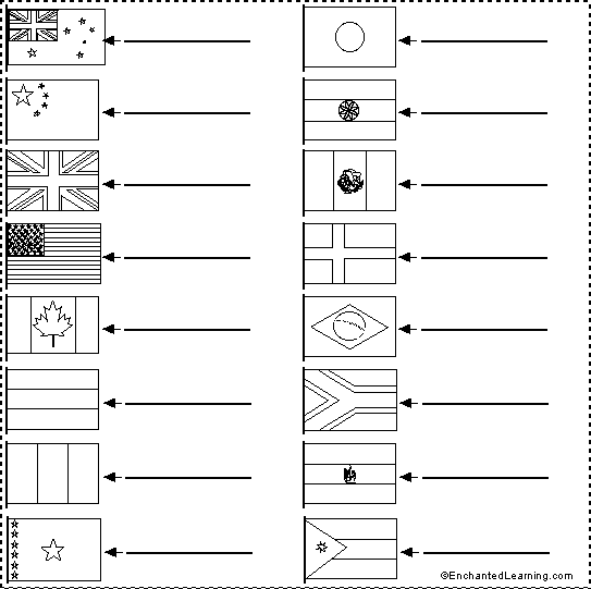 World flags label me printout