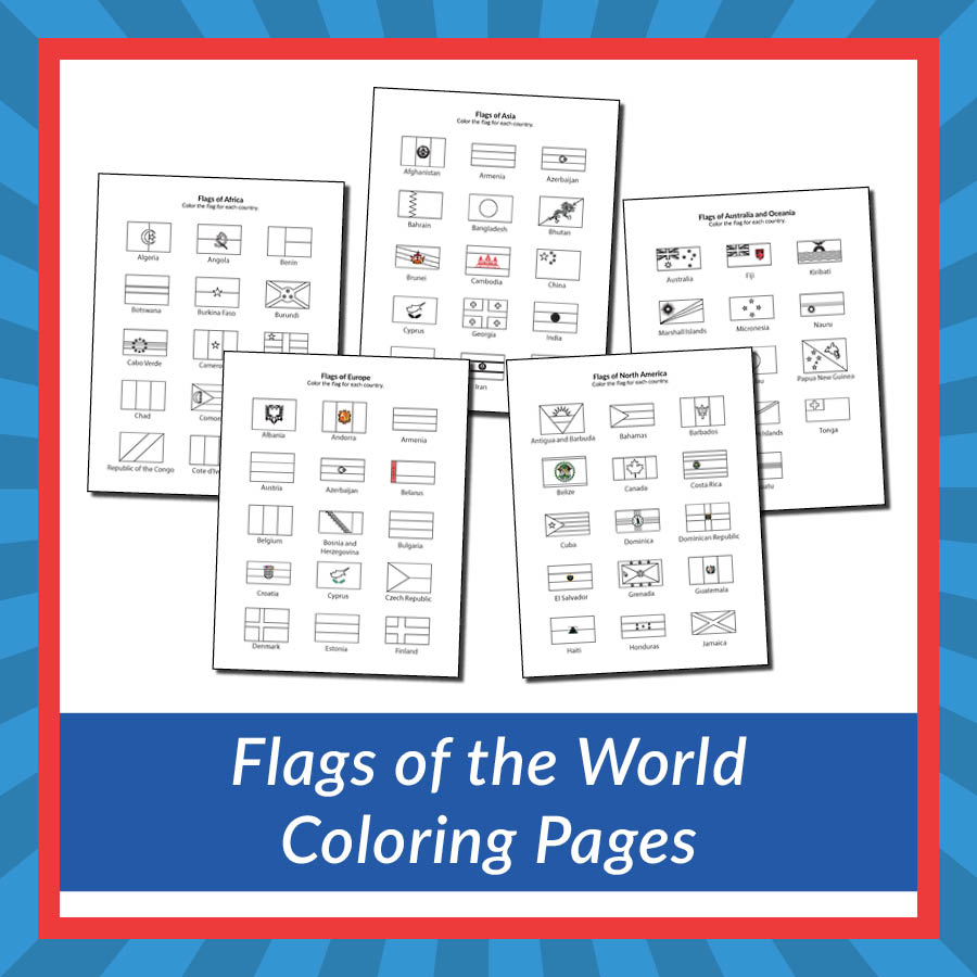 Flags of the world coloring pages