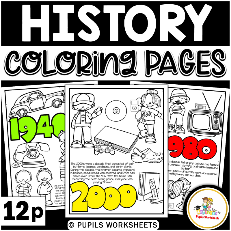 American decades history coloring pages