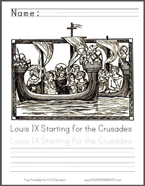 Louis ix in the crusades coloring page student handouts