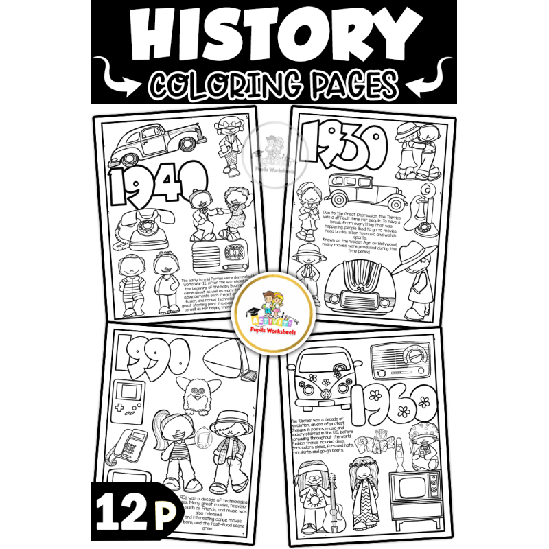 American decades history coloring pages