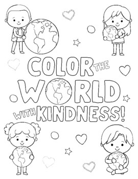 Color the world with kindness mindfulness coloring set of tpt