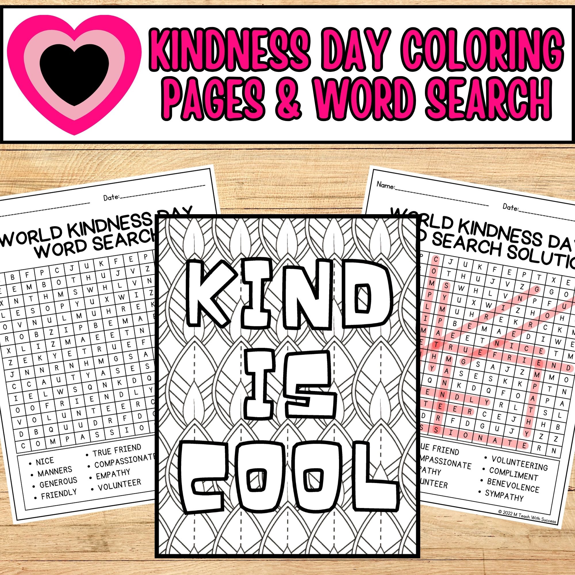 Kindness coloring pages word search game world kindness day activities made by teachers