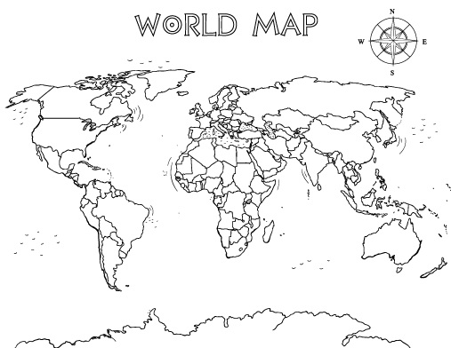 Free world map coloring page