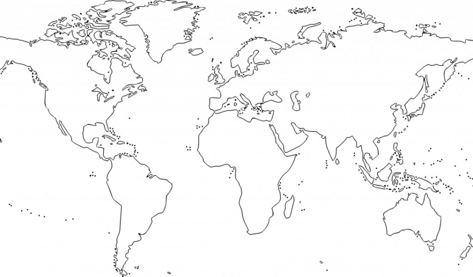 Free printable world map coloring pages