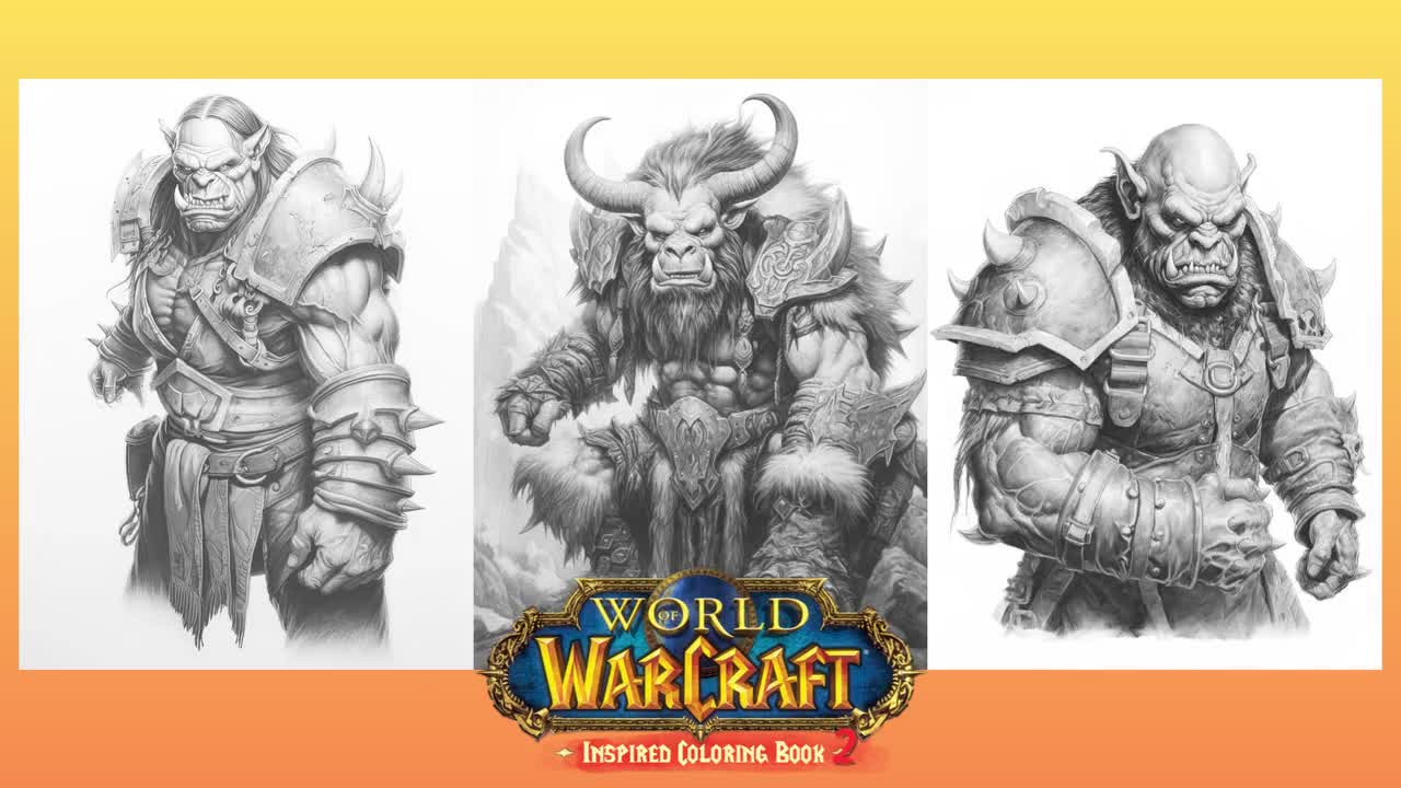 World of warcraft inspired coloring book grayscale printable adult coloring pages in pdf format instant digital download