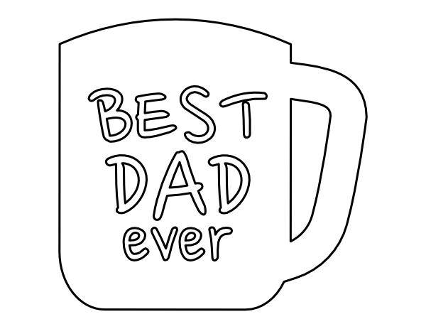 Printable best dad ever mug coloring page