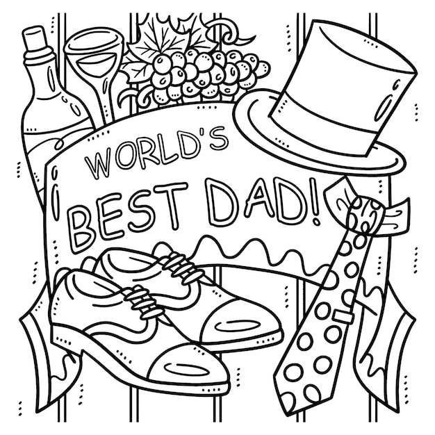 Premium vector fathers day worlds best dad isolated coloring page